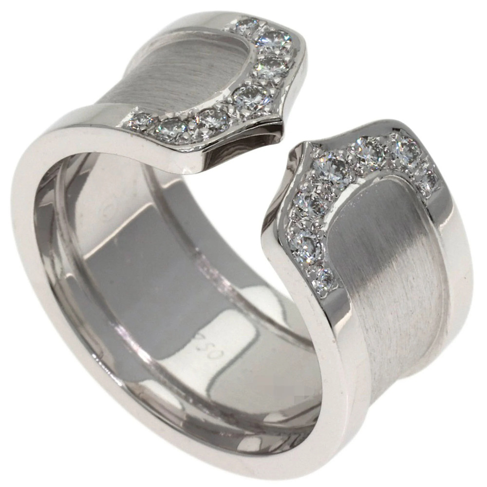 Cartier 2C Ring LM Diamond #52 Ring, 18K White Gold, Women's CARTIER